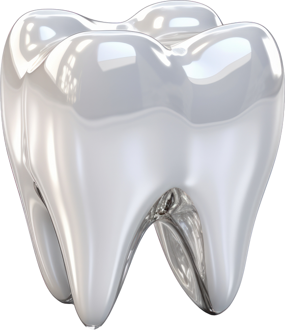 Tooth 3d isolated. Healthy teeth icon illustration of silver enamel and root.